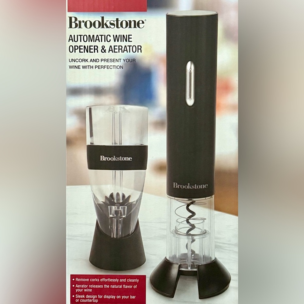 Brookstone Electric Wine Opener & Aerator Set - Black and Clear